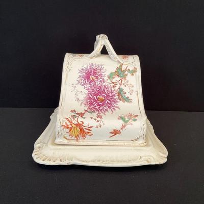 Vintage Floral Pattern Covered Cheese/Butter Dish