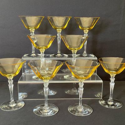 Fostoria Yellow Topaz Tall Sherbet Glasses