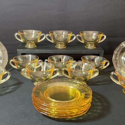 Vintage Fostoria Fairfax Topaz Yellow Depression Glass 