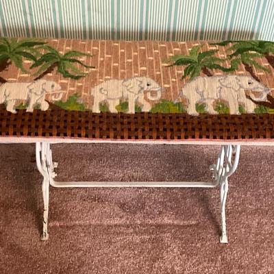 Elephant Needlepoint Bench