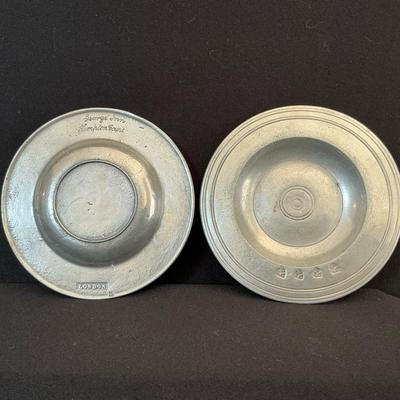 2 Vintage Solid Pewter Drink Coaster, London George Inn Hampton Court