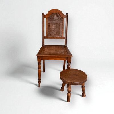 Cane Chair & Stool