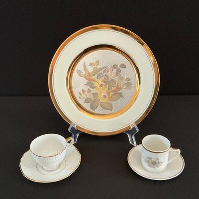 Vintage Tea Cups And Chokin Plate