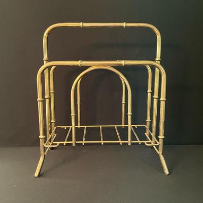 MCM Brass Tone Metal Bamboo Magazine Holder