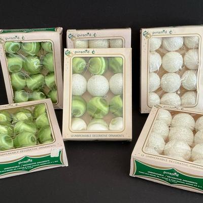 Vintage Green/White Christmas Ornaments 