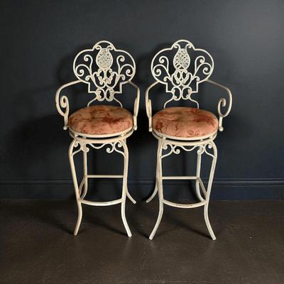 Pair of Scrolled Metal Bar Stools
