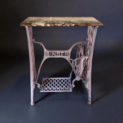 Vintage Singer Sewing Machine Table with Marble Top