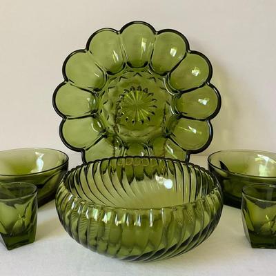 Vintage Anchor Hocking Fairfield Avocado Green Dishes 