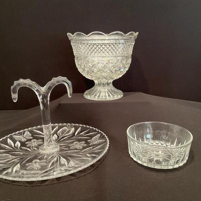 Vintage Pressed Glass Serving And Display Pieces