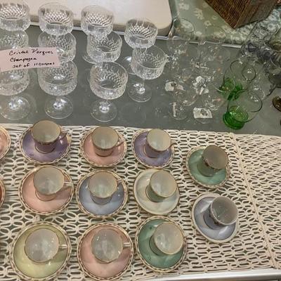 Sale Photo Thumbnail #30: Crystal d'Arque glasses and Royal Copenhagen cups