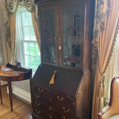 Mahogany desk and shelving by Ethan Allen