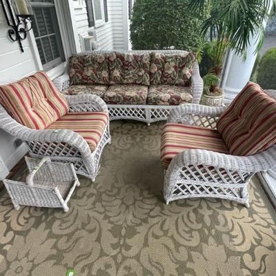 Wicker set -- couch, chairs