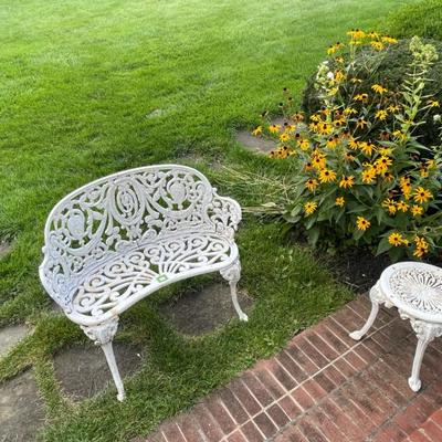 Iron bench and small iron table