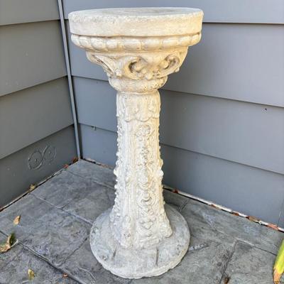 Ornate Concrete Garden Birdbath Pedestal 