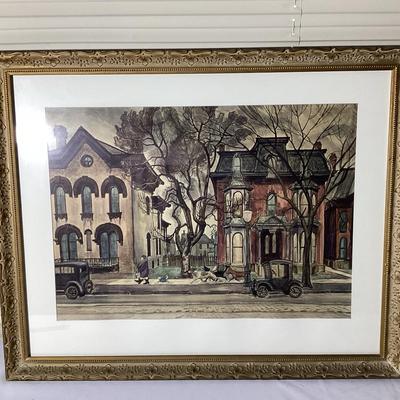 Vintage Framed Street Scene with Historic Houses
