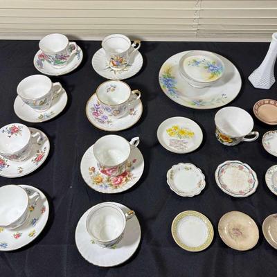 Vintage Floral Teacups, Saucers & Assorted Small Plates