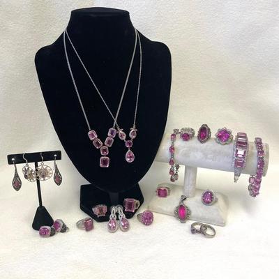Sterling Silver With Hot Pink Jewelry 