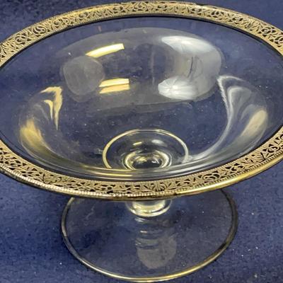 Silver Plated Pedestal Serving Dish Uranium Glass Vintage