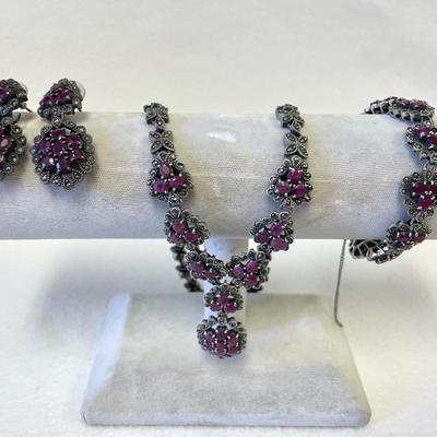 Sterling Silver Ruby Set