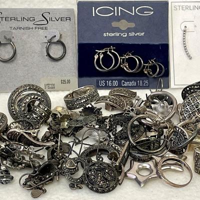 Sterling Silver Rings And Earrings 40+ Pcs 