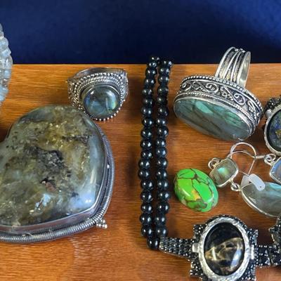 Sterling Silver Labradorite & Other Stones, Rings, Necklaces 