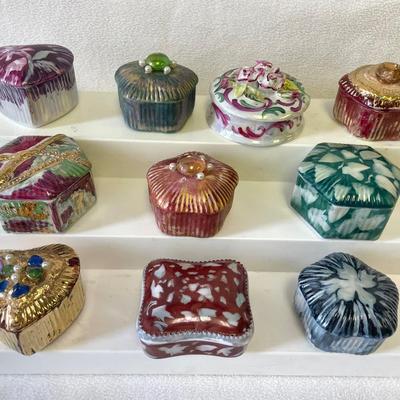 Hand Painted Porcelain Trinket Boxes 10pcs