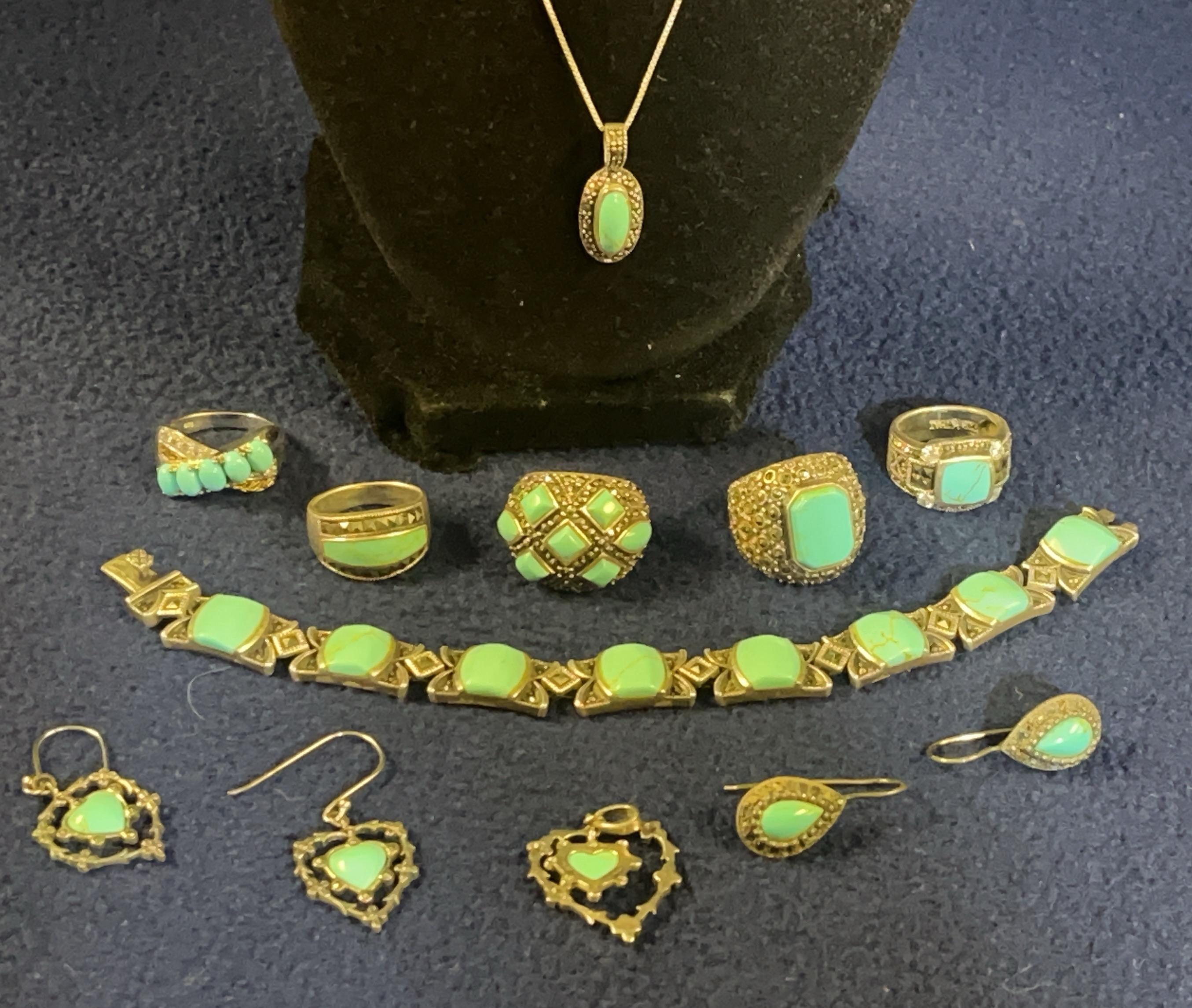 Sterling Silver Turquoise Jewelry Mix! Rings Pendent Bracelets More 