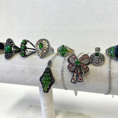 Sterling Silver Emerald Tourmaline Jewelry 