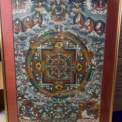 Tibetan Buddhist Scroll Painting Gauche On Painting
