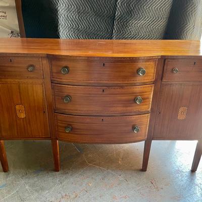 Antique Inlaid Buffet Hutch 