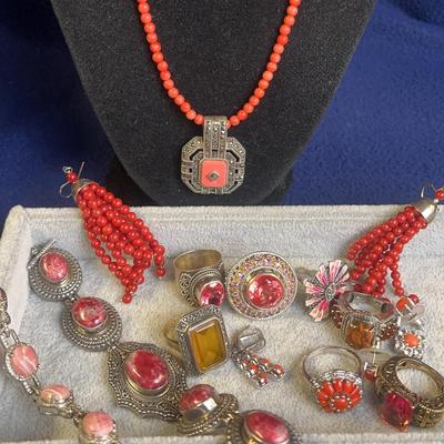 Sterling Silver Corals Pinks & Browns, Rings, Bracelets & More