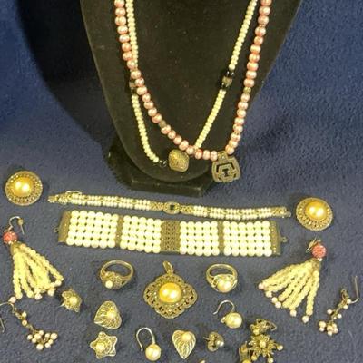 Sterling Silver Pearl Jewelry Mix! Necklaces, Earrings, Rings, More