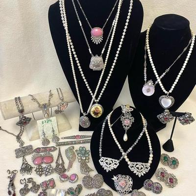 1228 Silver Toned Costume Jewerly 