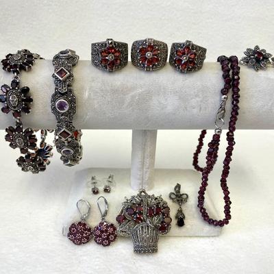 Sterling Silver Garnet Jewelry 