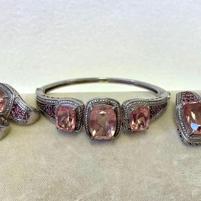 Sterling Silver Gemstone Light Pink Set 