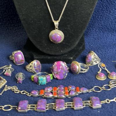 Sterling Silver Purple Turquoise Jewelry Rings Earrings Bracelets & More 