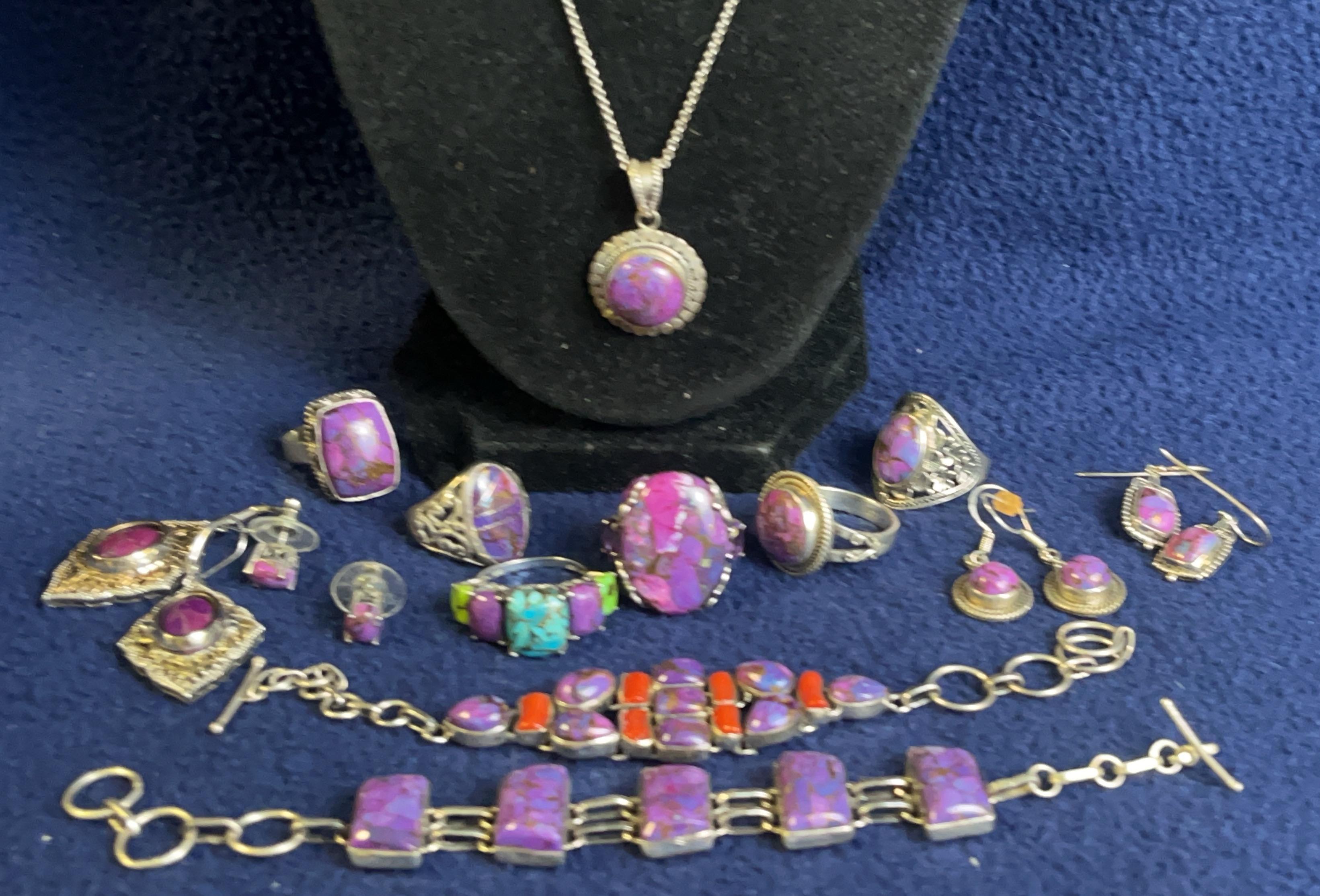 Sterling Silver Purple Turquoise Jewelry Rings Earrings Bracelets & More 