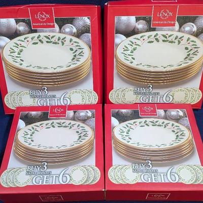 Lenox Holiday Dinner Plates & Salad Plates 12 of Each New In Box