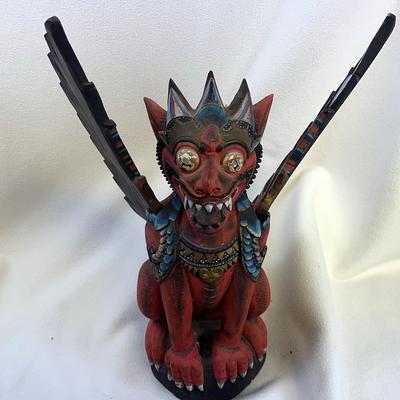 Balinese Winged Lion Sculpture, “Sing A Bersayep”