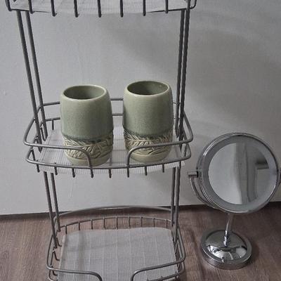 Counter Organizer, Mirror And Cups