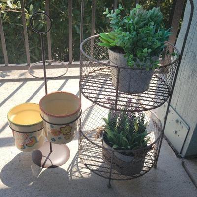 Metal Plant Stands with Artificial Plants