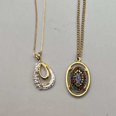 Gold Plated 925 Teardrop Necklace & Sarah Cov Necklace