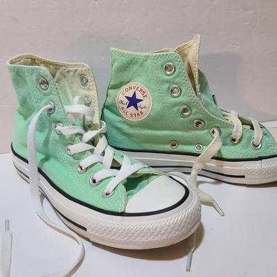 Mint Green Converse Hightops, Size 3 Men's/Size 5 Ladies