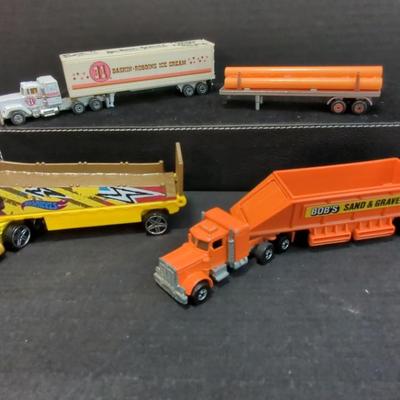 Toy Semi Trucks By Hot Wheels And Road Champ With Extra Trailer