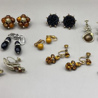  Rhinestone Clip On Earrings 