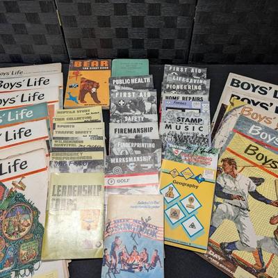 Boy Scout Merit Badge Study Books, Song Book, Boys Life Magazines 
