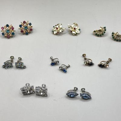 Rhinestone Clip On Earrings