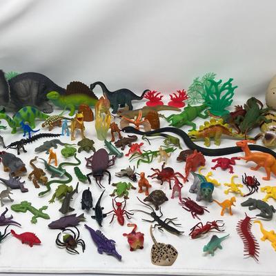 Various Animal Toy Figures: Dinosaurs, Insects, Reptiles & More
