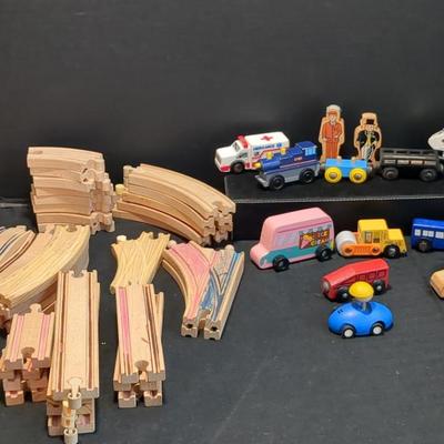 Wooden Train/Car Track With Wooden Train And Cars ,& Characters 