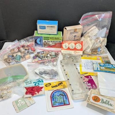 Vintage Buttons, Sewing Tools & More